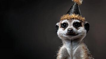 A baby animal wearing a party hat photo