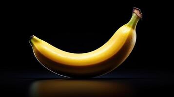 A banana is shown on a black background photo