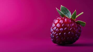 A raspberry on a pink background photo