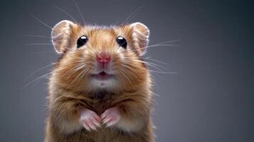 A hamster is standing up on its hind legs photo