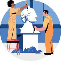 Sculpting characters illustration in flat style vector