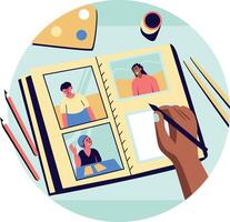Visual diary illustration in flat style vector