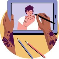Table art illustration in flat style vector