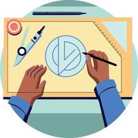 Using drafting tools illustration in flat style vector
