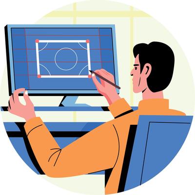 Graphic designer illustration in flat style