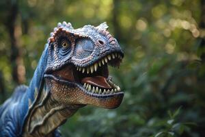 A close up of a dinosaur's mouth with its mouth open photo