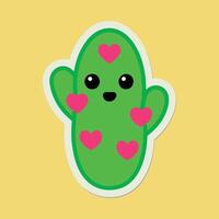 Playful Cactus Character with Smile and Colorful Heart Accents vector