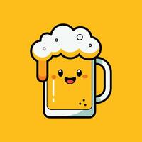 Cheerful Beer Mug Surrounded by Foam and Happiness vector
