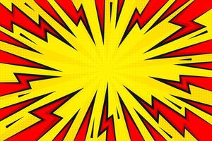 Lightning power cartoon background. Thunder bold abstract burst with halftone effect. Comic book design template for poster. Explosion boom bright illustration vector