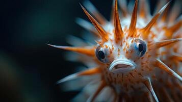 A close up of a fish with a big orange head photo