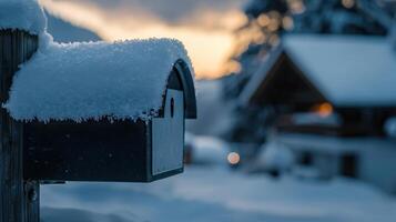 A mailbox covered in snow photo