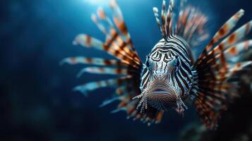 A lionfish swimming in the ocean photo