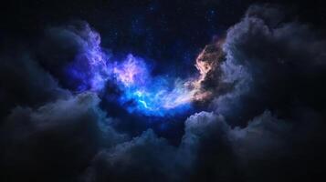 Clouds and stars in the night sky photo
