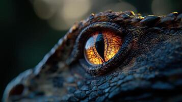 A close up of a lizard's eye photo