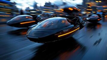 A futuristic car is driving on the road photo