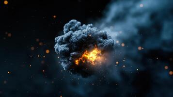 An explosion with a black cloud and fire photo