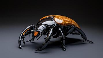 A beetle with orange and black stripes on its back photo