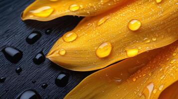 A close up of a flower with water droplets photo