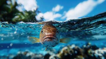 A close up of a fish swimming in the ocean photo