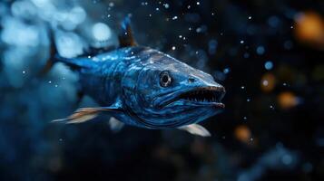 A fish with its mouth open in the water photo