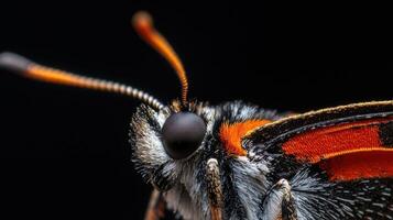 A close up of a butterfly with orange and black stripes photo