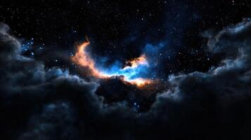 Blue nebula in the night sky with stars photo