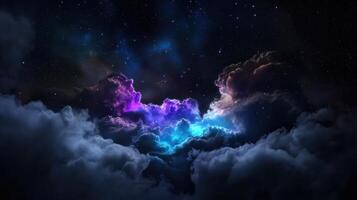 Clouds and stars in the night sky photo
