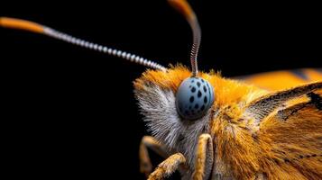A close up of a butterfly with blue eyes photo