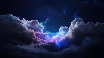 Clouds and stars in the night sky photo
