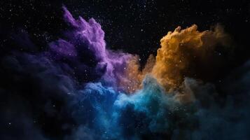 Colorful clouds in the sky with stars photo
