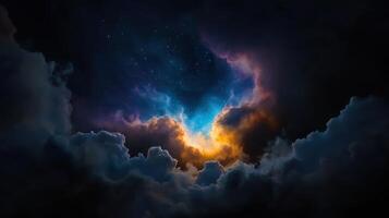 A beautiful blue and orange sky with clouds photo
