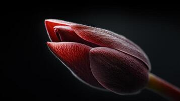 A close up of a red tulip flower photo