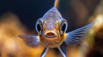 A close up of a fish with its mouth open photo
