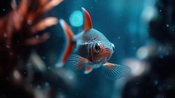 An orange fish swimming in the water photo