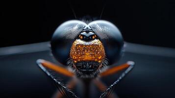 A close up of a dragonfly's face photo