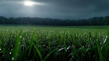Rain on grass wallpaper photo