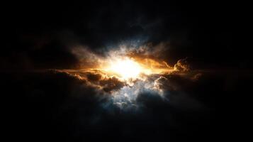 A bright light shining through the clouds photo