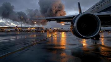 A large airplane on the runway photo