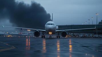 A large airplane on the runway photo