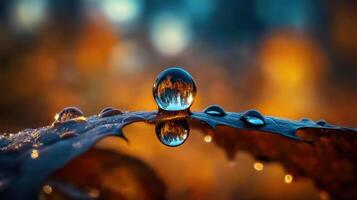 gotas de agua en una hoja foto