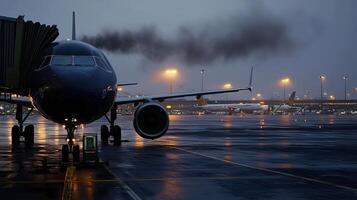 A jet plane on the runway photo