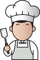 A cartoon chef holding a spatula and fork vector