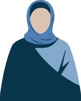 A woman in a hijab is shown in a flat design vector