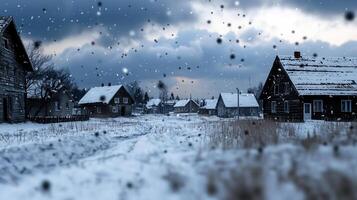 Winter village in the snow photo