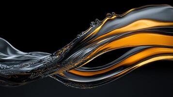 A black and orange wave with water droplets photo
