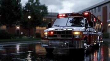 Ambulance in the rain photo