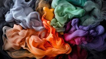 Colorful ink in water on black background photo