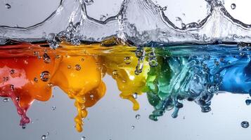 Colorful water drops with rainbow colors photo