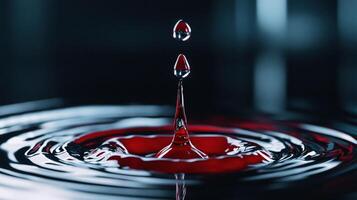 A drop of red liquid falling into a water drop photo