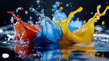 Colorful splash of water photo
